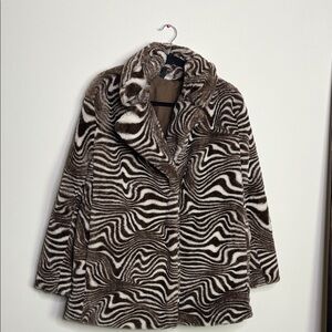 Divided Zebra Print Teddy Jacket